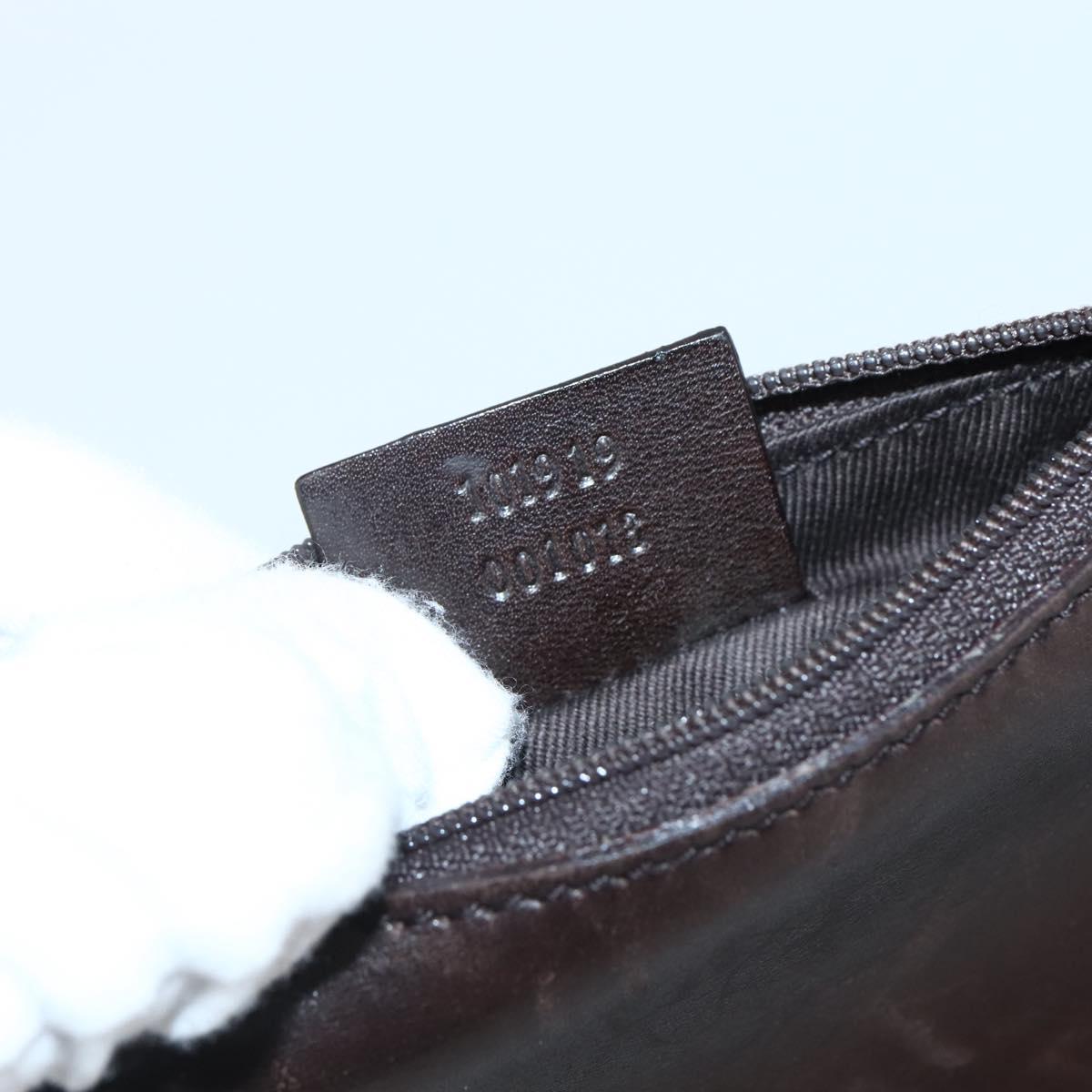 GUCCI GG Canvas Tote Bag Dark Brown Silver 101919 Auth ti3424