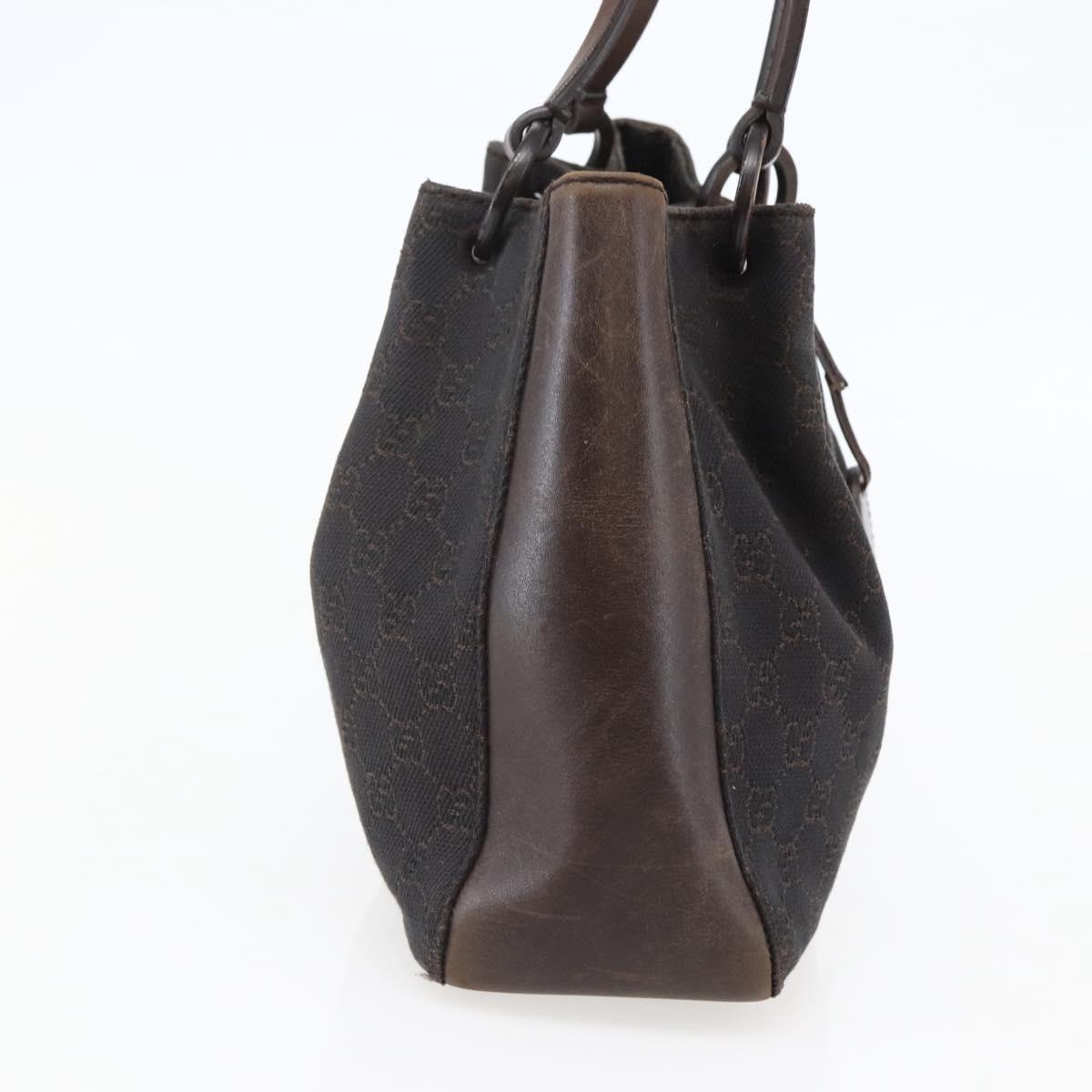 GUCCI GG Canvas Tote Bag Dark Brown Silver 101919 Auth ti3424