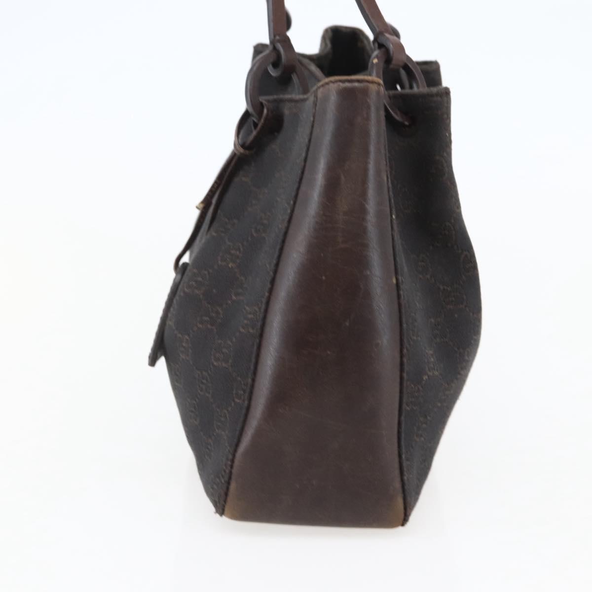 GUCCI GG Canvas Tote Bag Dark Brown Silver 101919 Auth ti3424