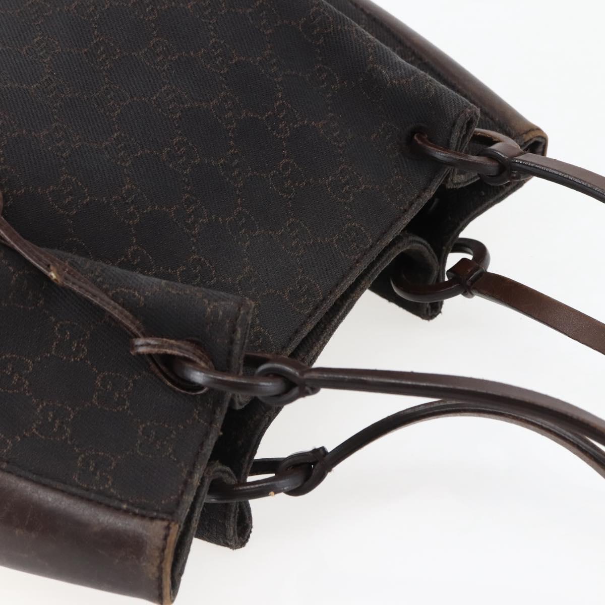 GUCCI GG Canvas Tote Bag Dark Brown Silver 101919 Auth ti3424