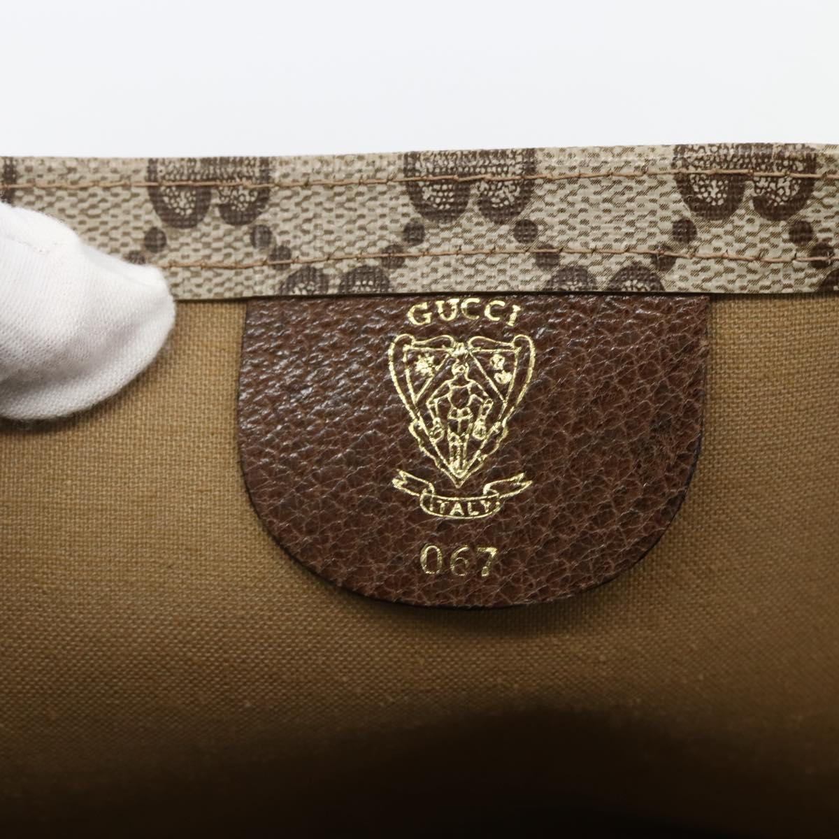 GUCCI GG Supreme Web Sherry Line Shoulder Bag PVC Beige Gold Auth ti3426