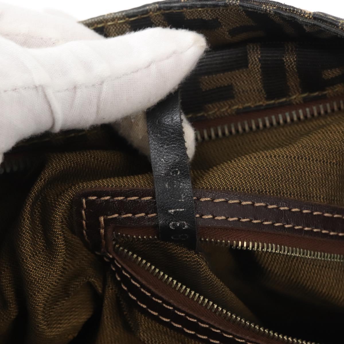 FENDI Zucca Canvas Hand Bag Brown Black gold Auth ti3427