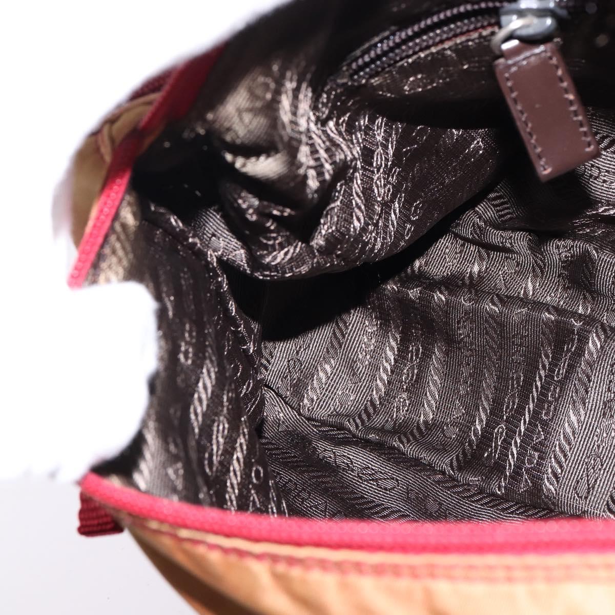 PRADA Shoulder Bag Nylon Red Silver Auth ti3429