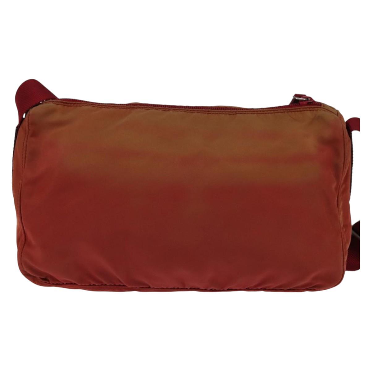 PRADA Shoulder Bag Nylon Red Silver Auth ti3429