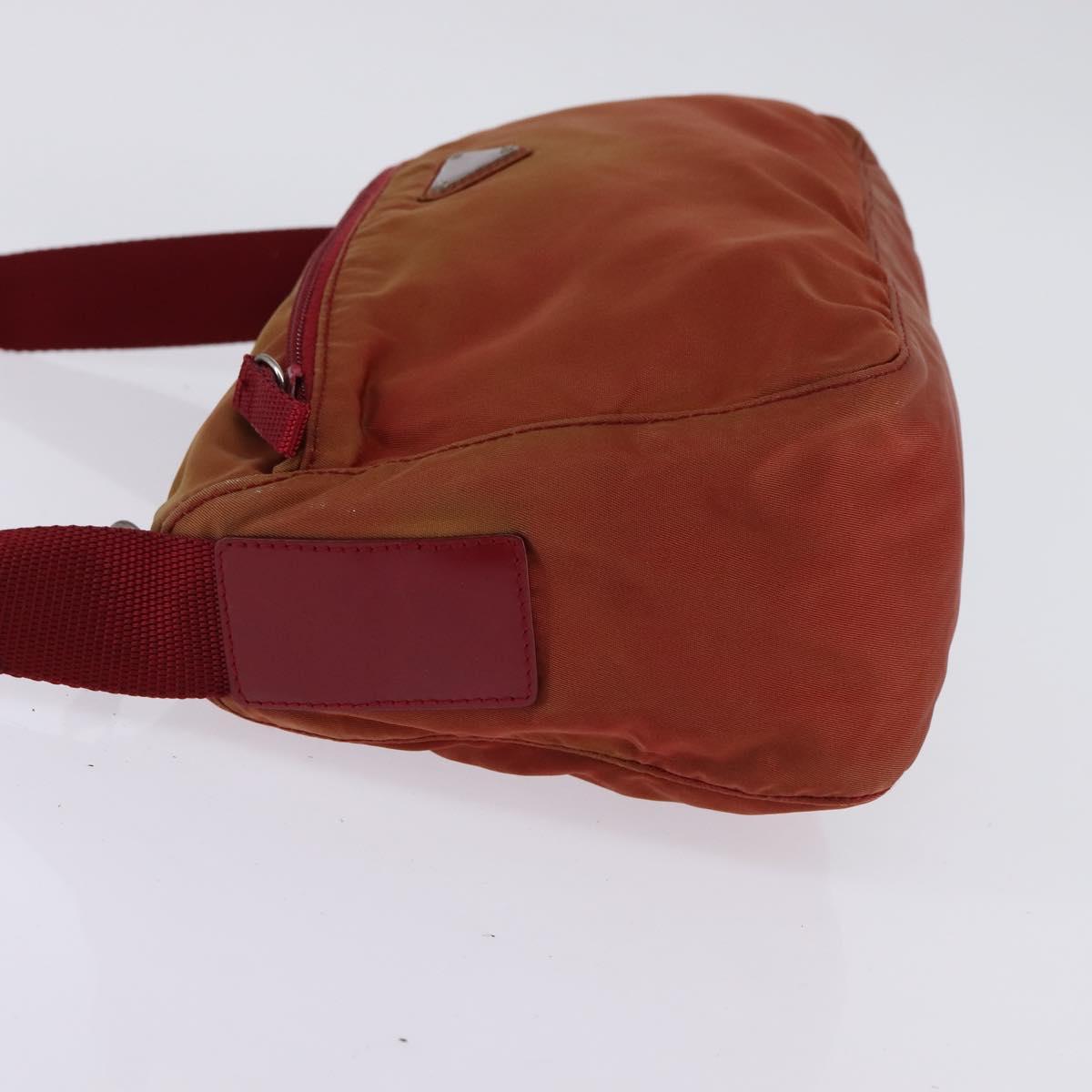 PRADA Shoulder Bag Nylon Red Silver Auth ti3429