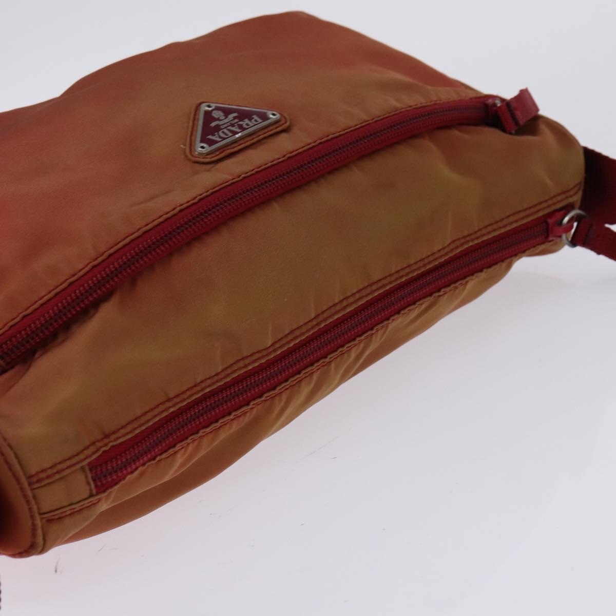 PRADA Shoulder Bag Nylon Red Silver Auth ti3429