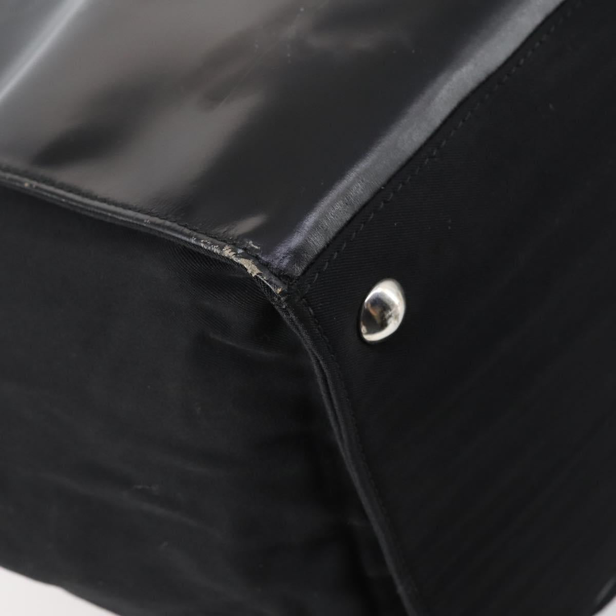 GUCCI Boston Bag Nylon Leather Black Silver 012 1553 0269 Auth ti3430