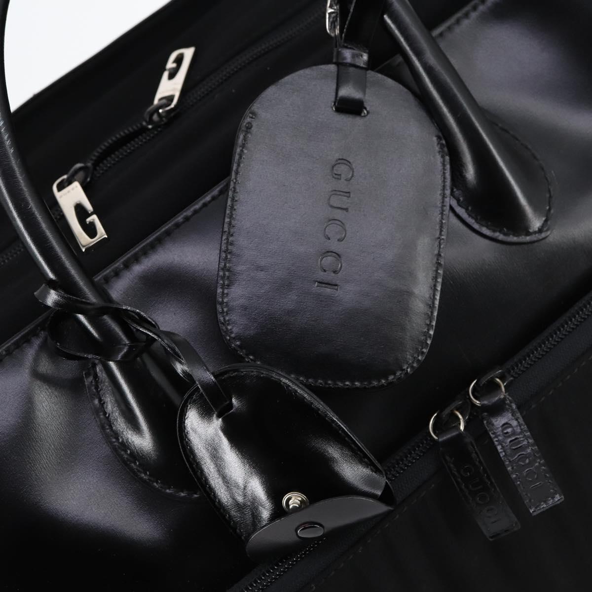 GUCCI Boston Bag Nylon Leather Black Silver 012 1553 0269 Auth ti3430