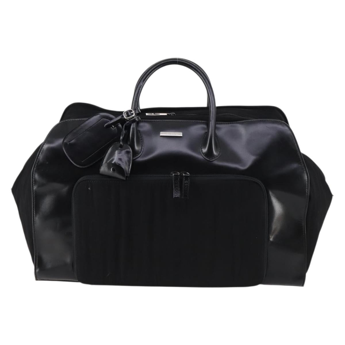 GUCCI Boston Bag Nylon Leather Black Silver 012 1553 0269 Auth ti3430