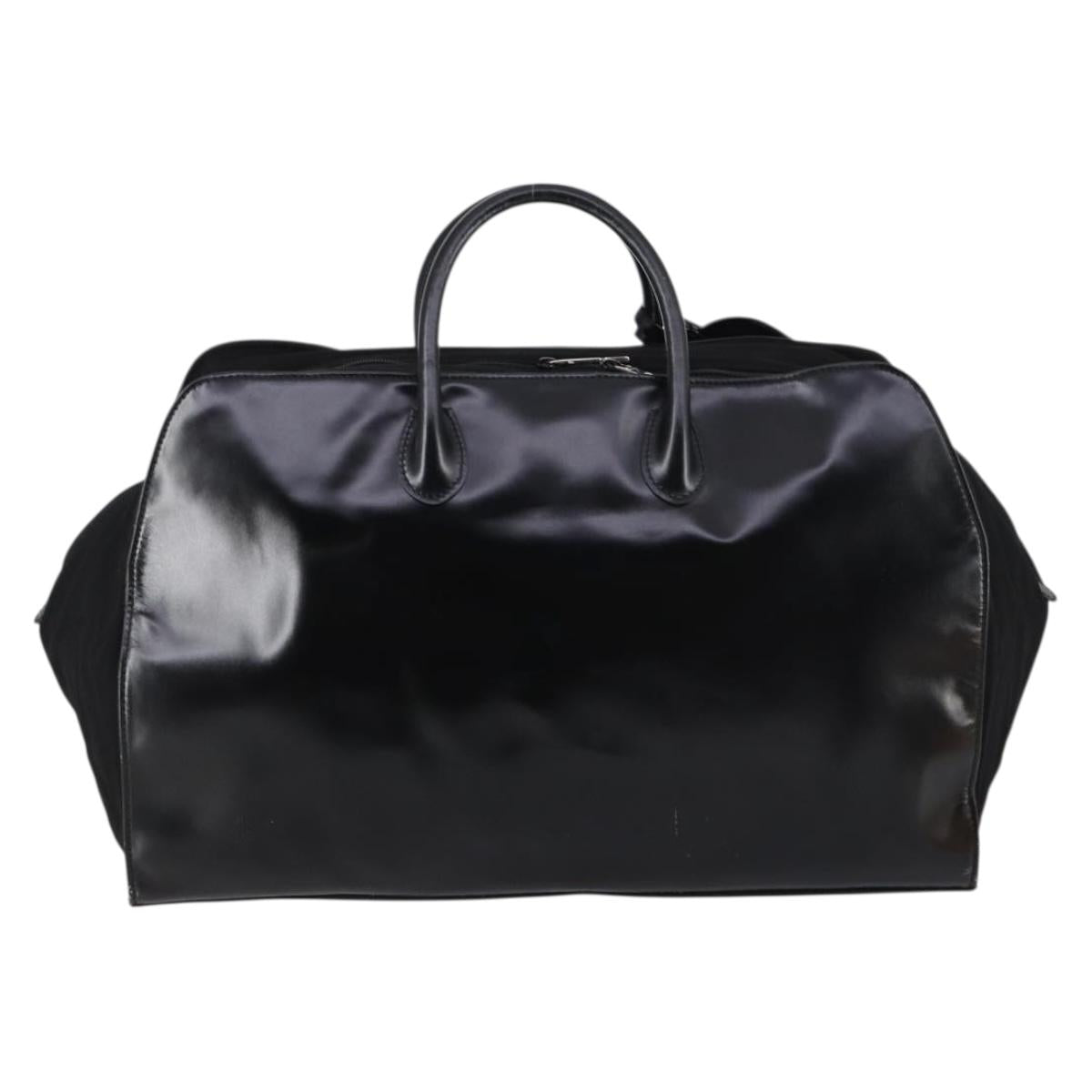 GUCCI Boston Bag Nylon Leather Black Silver 012 1553 0269 Auth ti3430