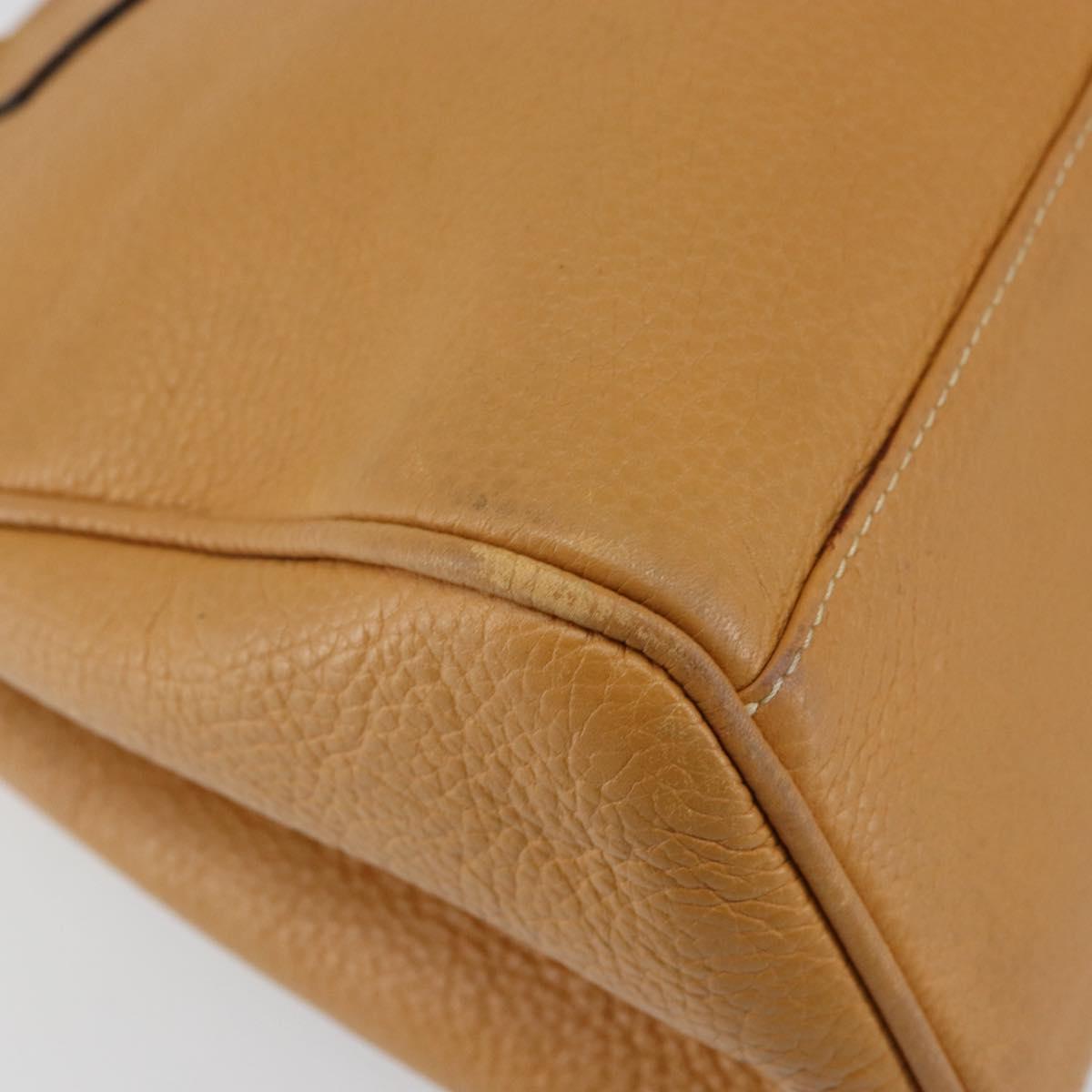 FENDI Hand Bag Leather Brown Gold Auth ti3431