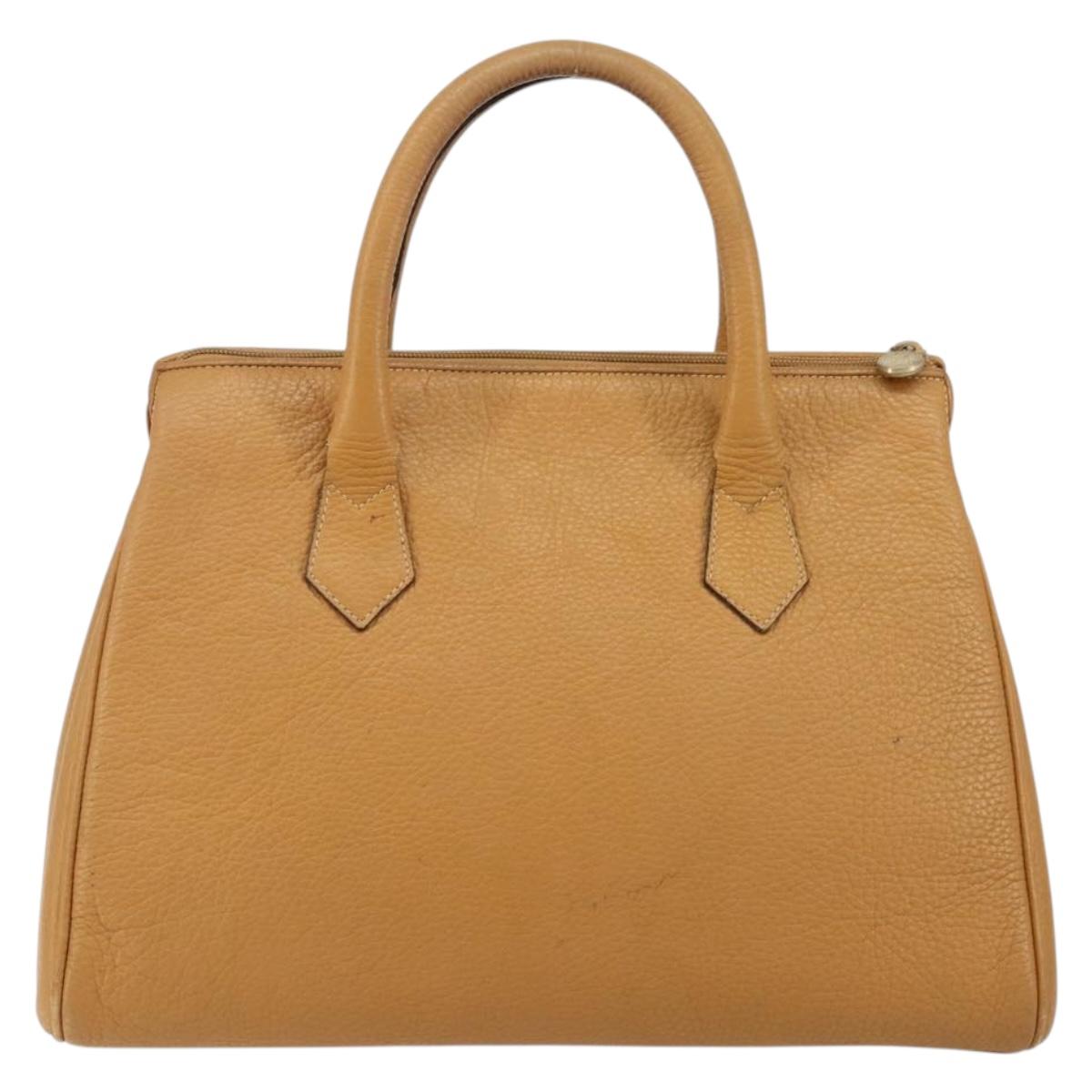 FENDI Hand Bag Leather Brown Gold Auth ti3431