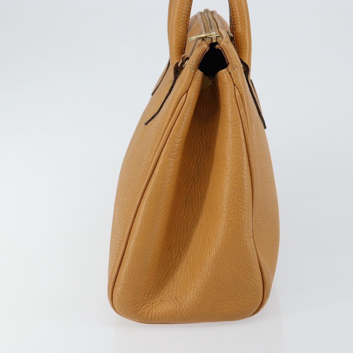 FENDI Hand Bag Leather Brown Gold Auth ti3431