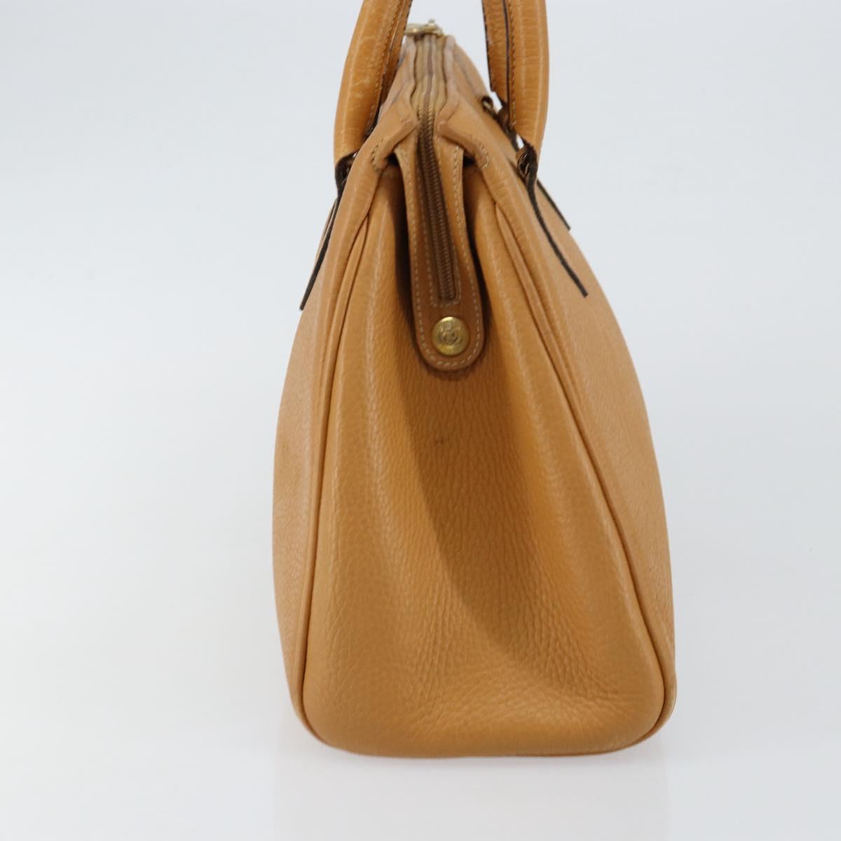 FENDI Hand Bag Leather Brown Gold Auth ti3431