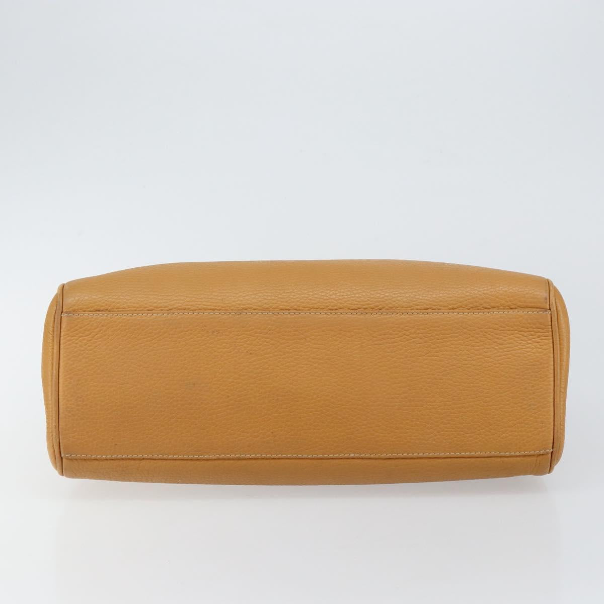 FENDI Hand Bag Leather Brown Gold Auth ti3431