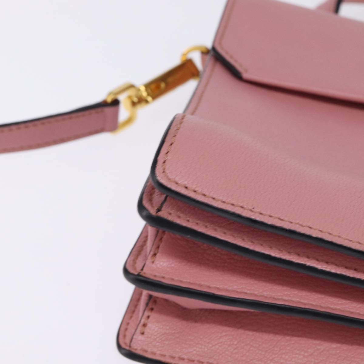 Miu Miu Madras Hand Bag Leather 2way Pink Gold Auth ti3432