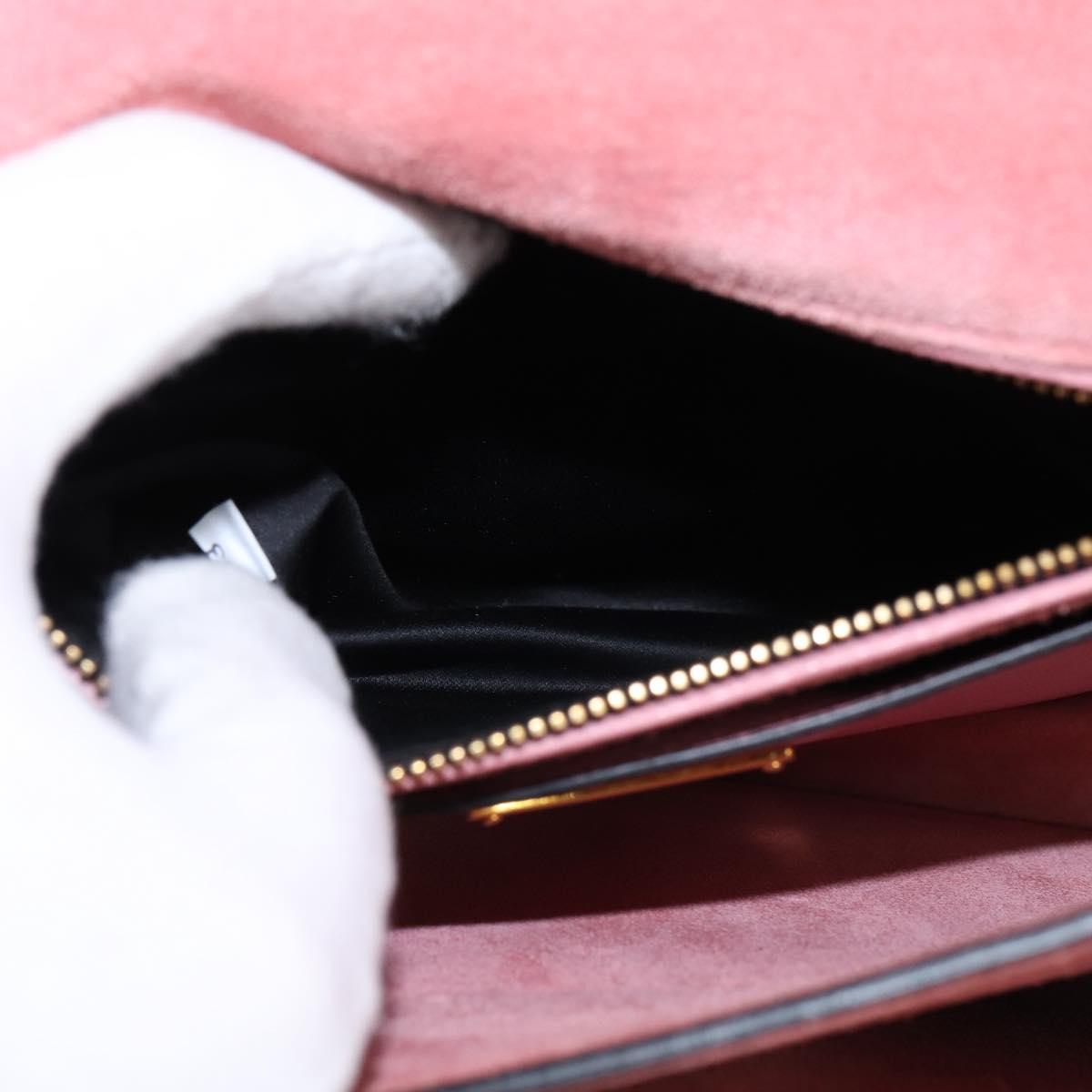 Miu Miu Madras Hand Bag Leather 2way Pink Gold Auth ti3432