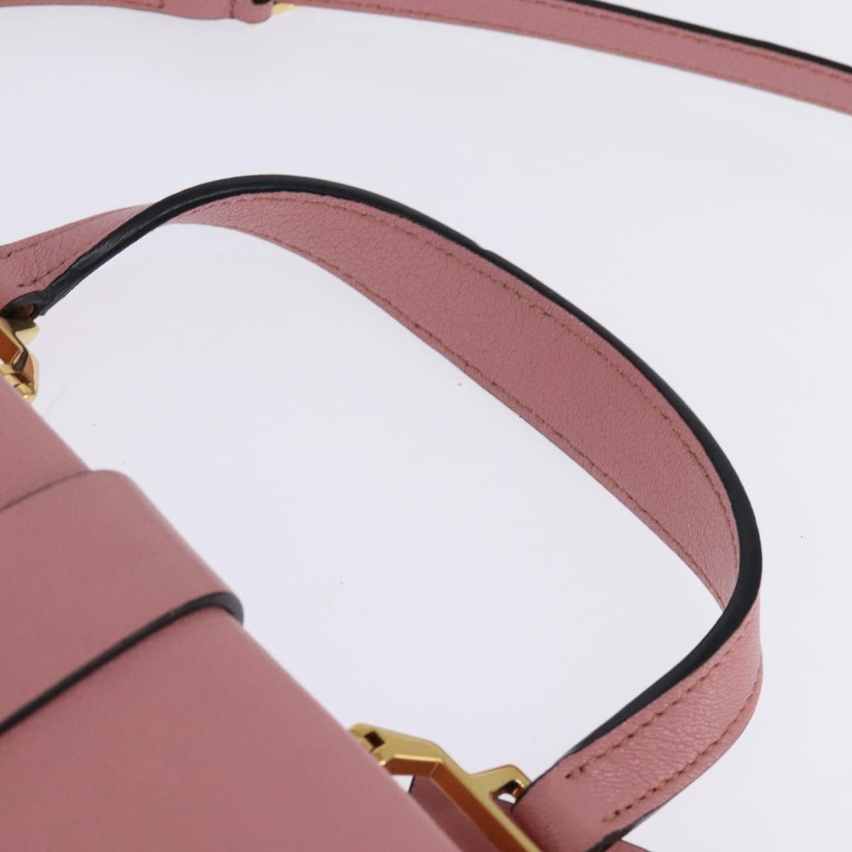 Miu Miu Madras Hand Bag Leather 2way Pink Gold Auth ti3432