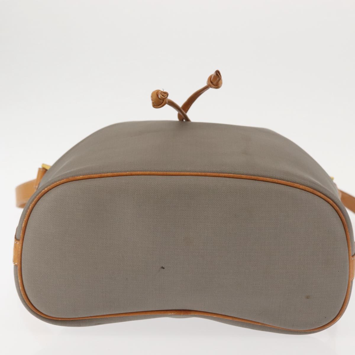 Christian Dior Shoulder Bag PVC Leather Gray Gold Auth ti3433