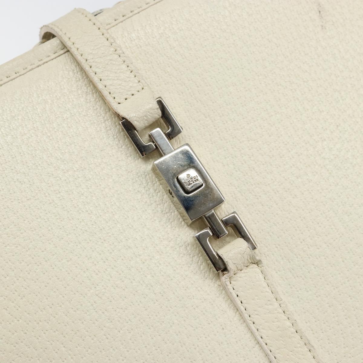 GUCCI Jackie Hand Bag Leather White Silver 002 1071 Auth ti3434