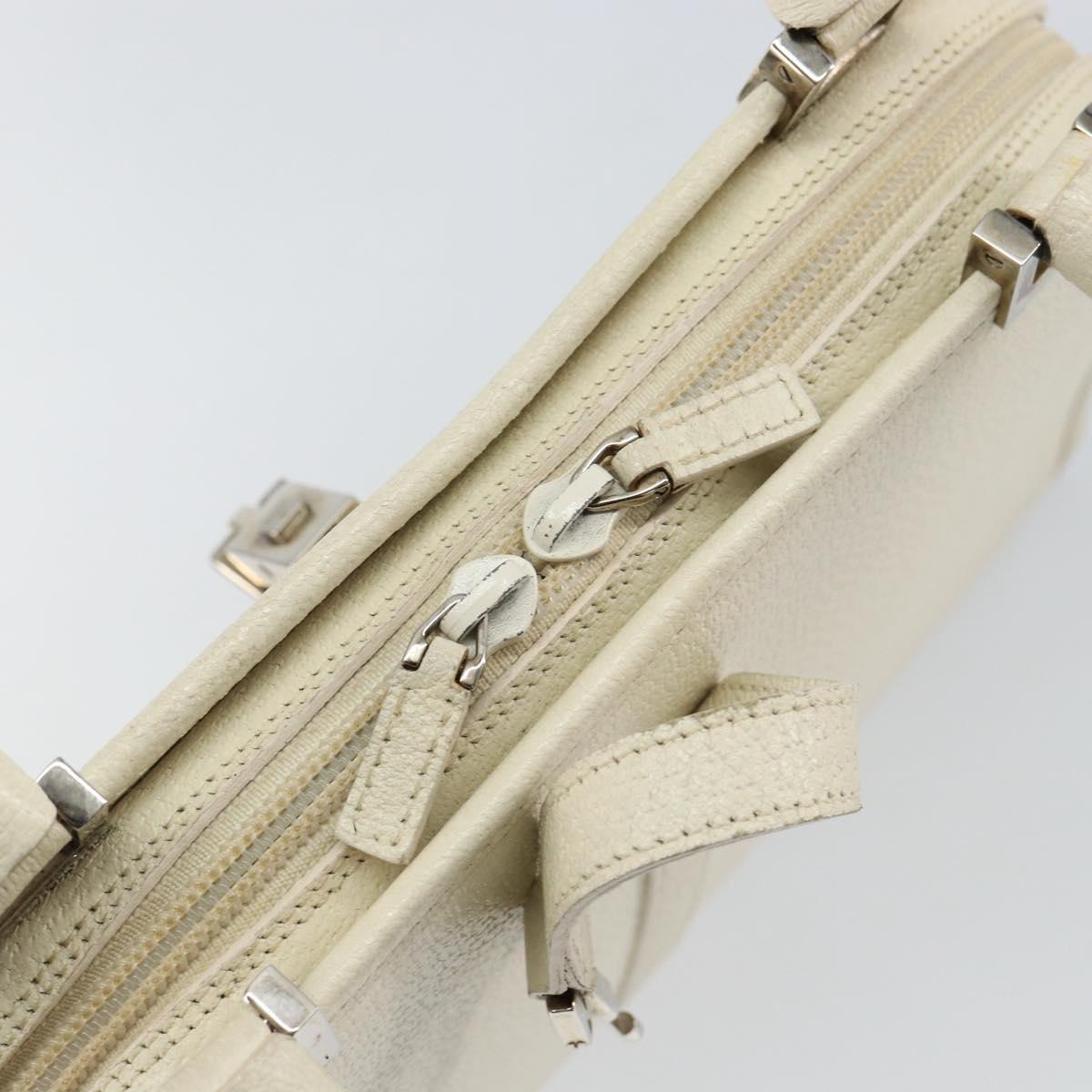 GUCCI Jackie Hand Bag Leather White Silver 002 1071 Auth ti3434