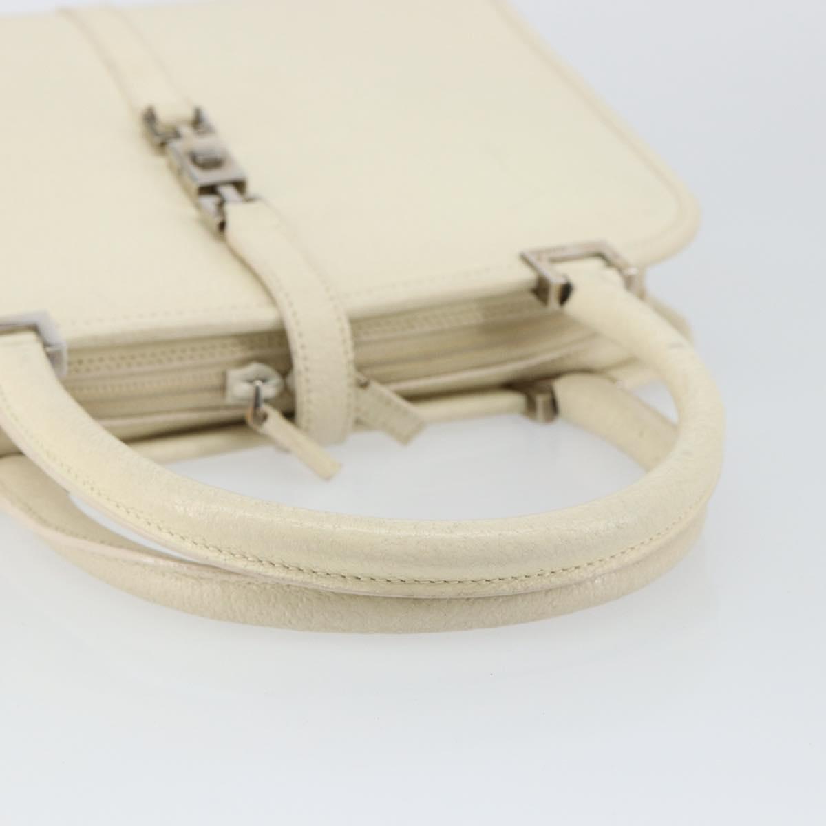 GUCCI Jackie Hand Bag Leather White Silver 002 1071 Auth ti3434