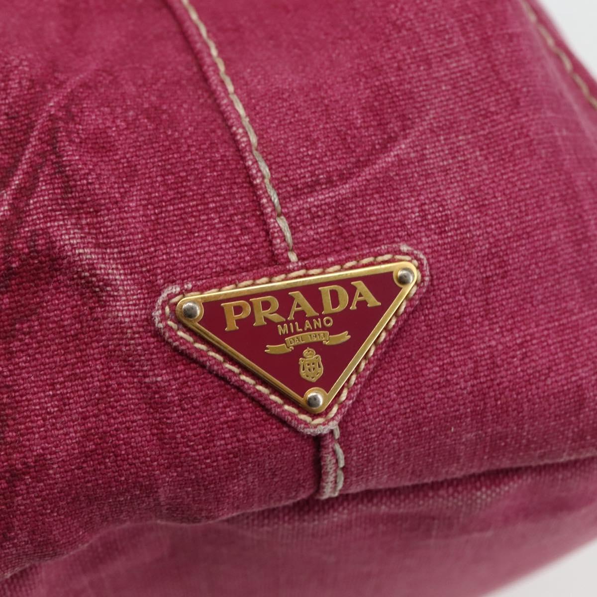 PRADA Canapa MM Hand Bag Canvas Pink Gold Auth ti3437