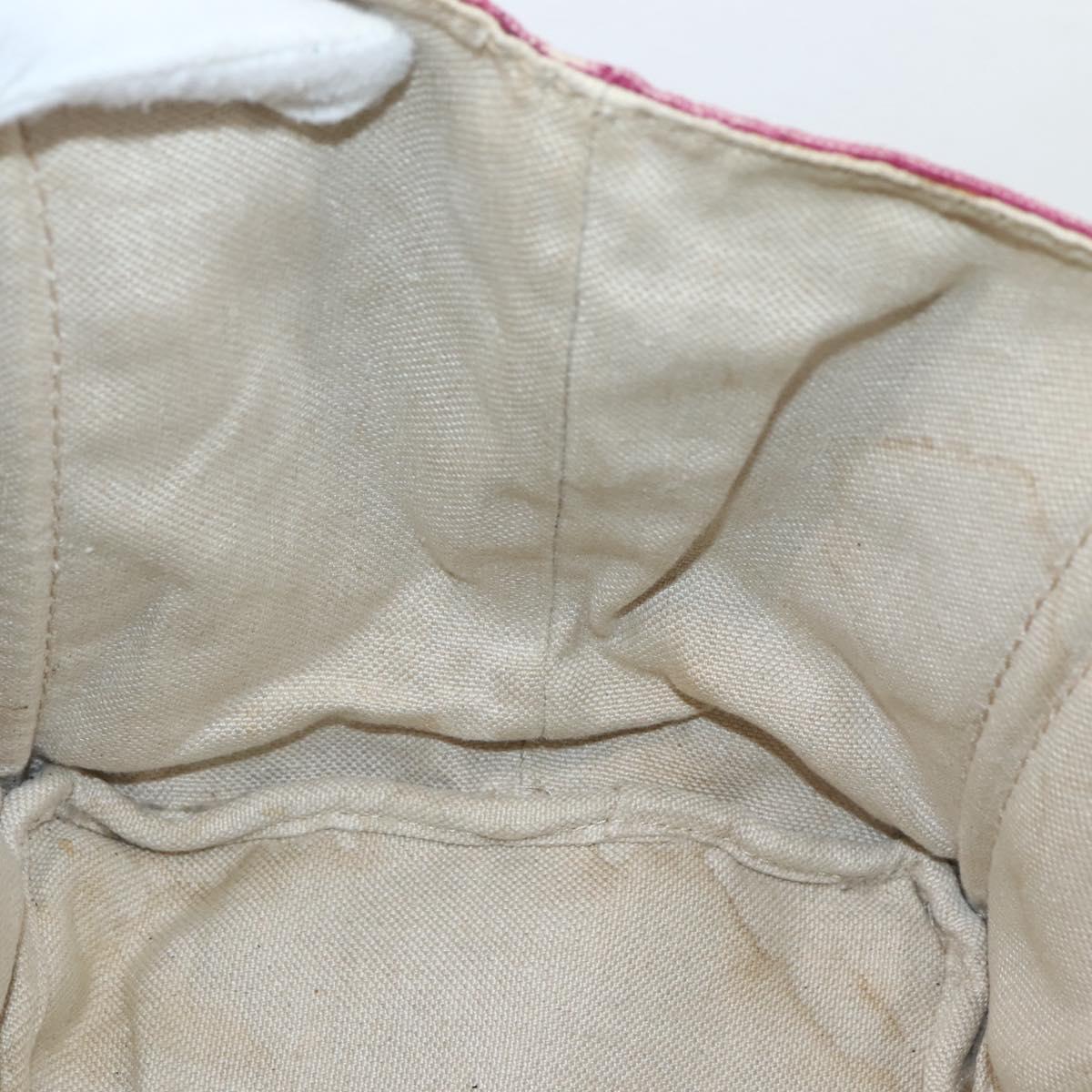 PRADA Canapa MM Hand Bag Canvas Pink Gold Auth ti3437