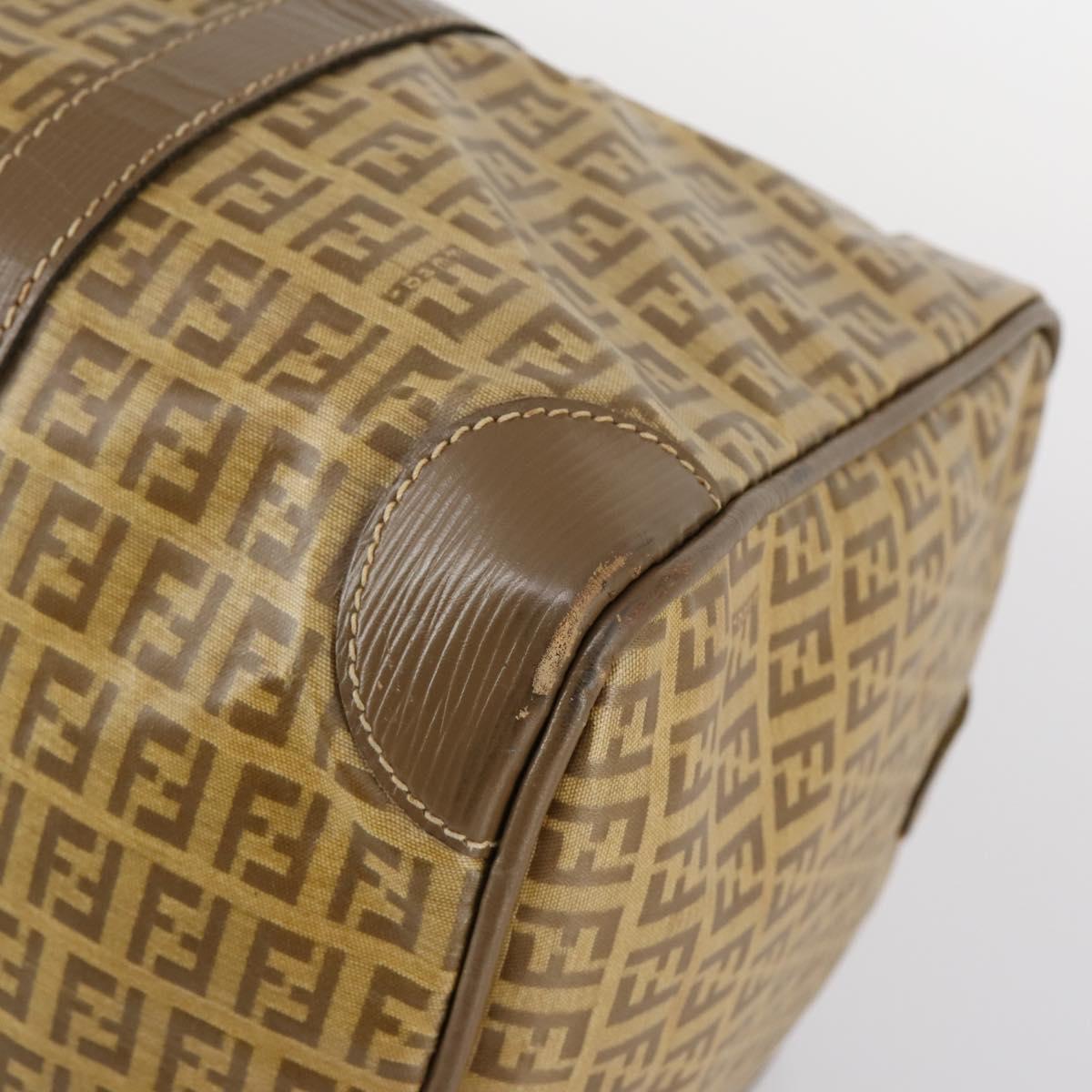 FENDI Zucchino Canvas Boston Bag Coated Canvas Beige Auth ti3442