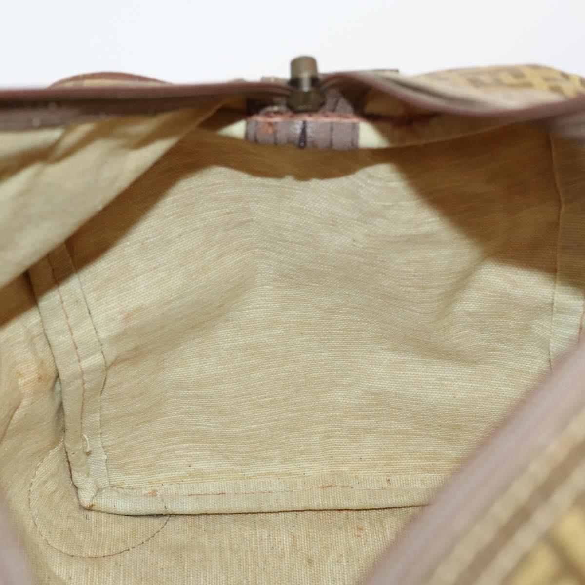 FENDI Zucchino Canvas Boston Bag Coated Canvas Beige Auth ti3442