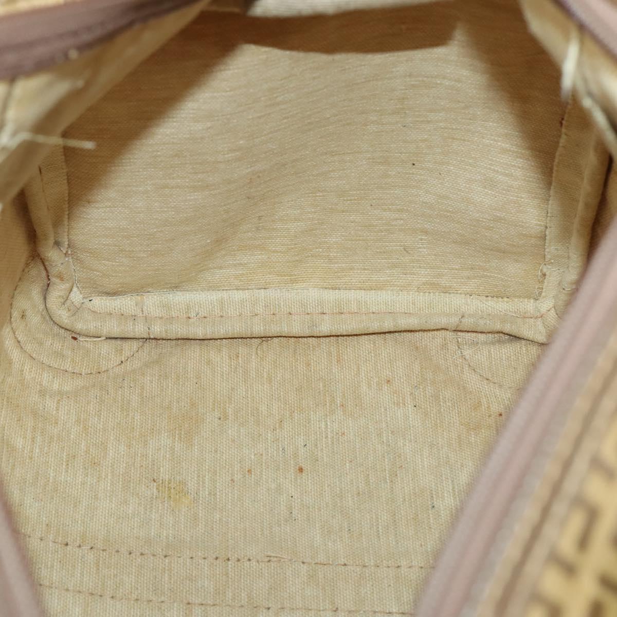 FENDI Zucchino Canvas Boston Bag Coated Canvas Beige Auth ti3442