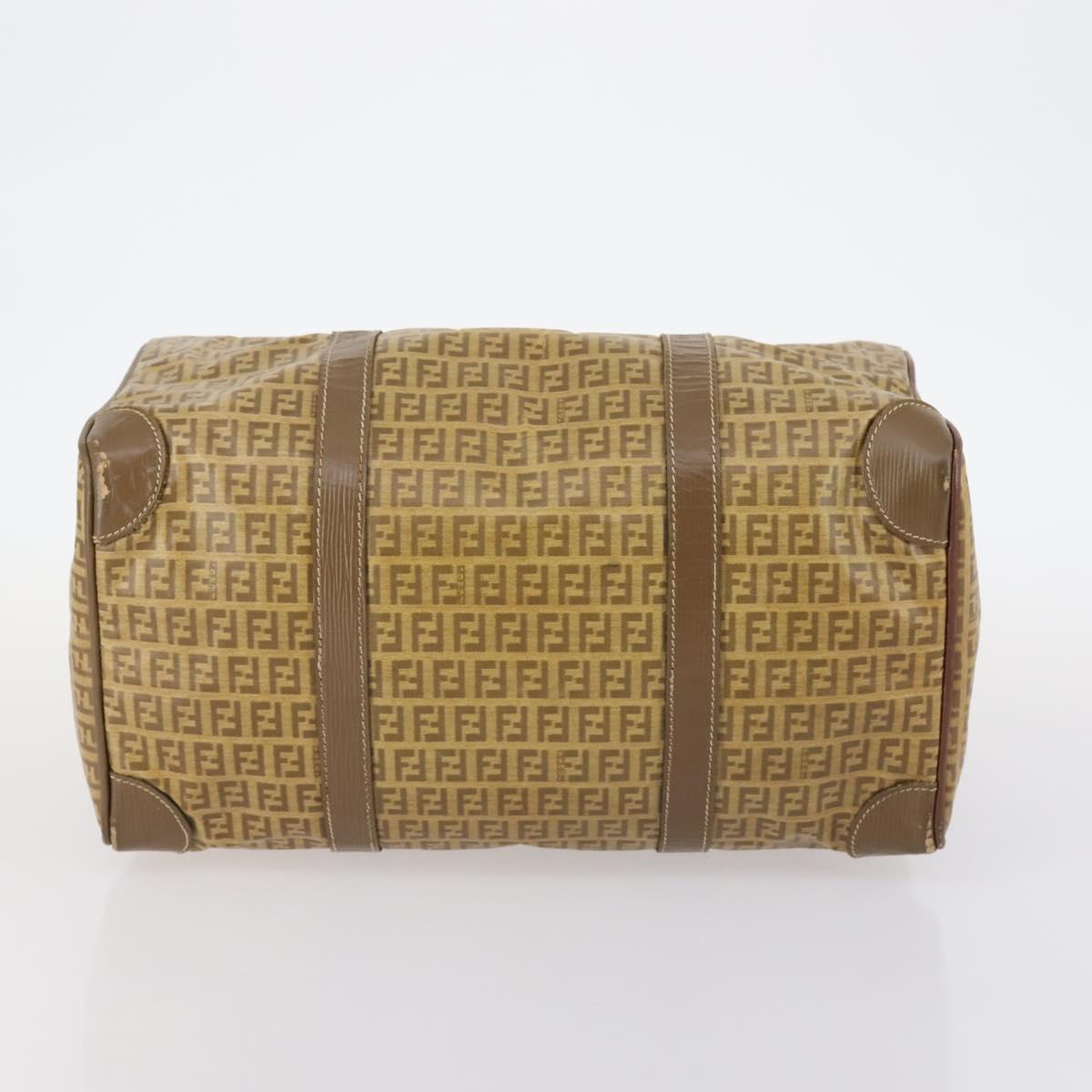 FENDI Zucchino Canvas Boston Bag Coated Canvas Beige Auth ti3442