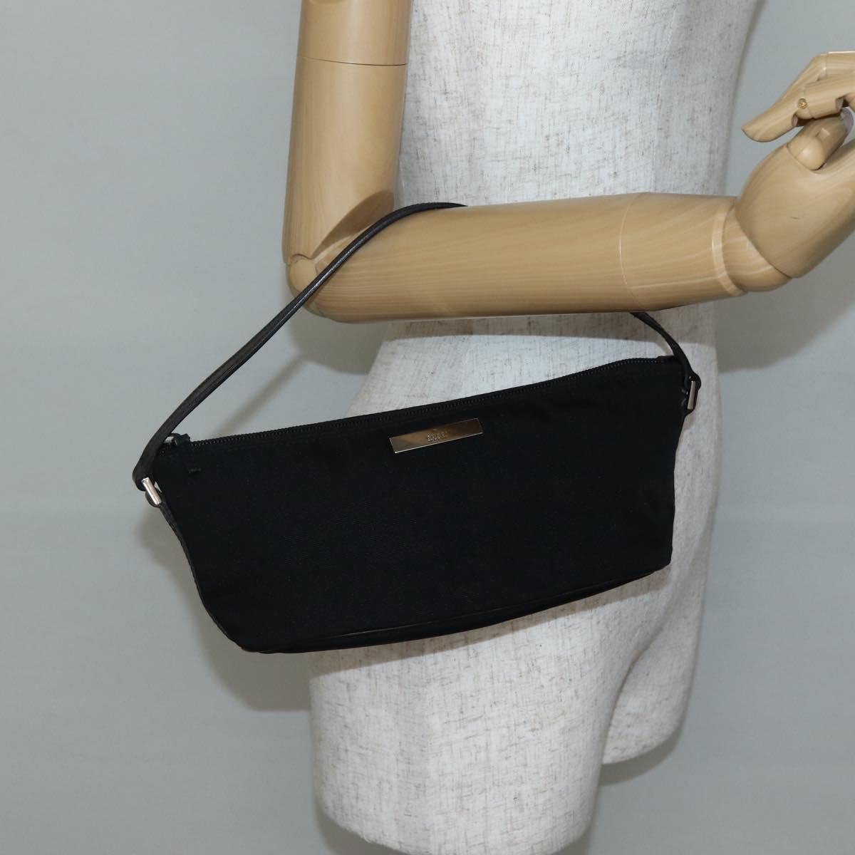 GUCCI Accessory Pouch Nylon Black Silver 039 1103 Auth ti3444