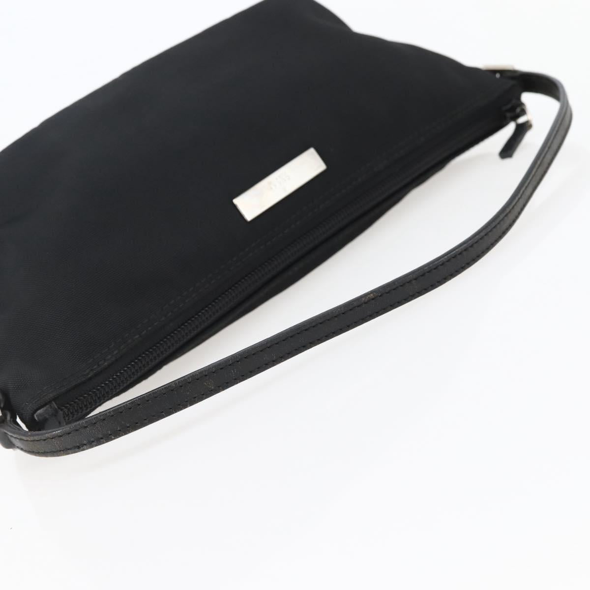 GUCCI Accessory Pouch Nylon Black Silver 039 1103 Auth ti3444
