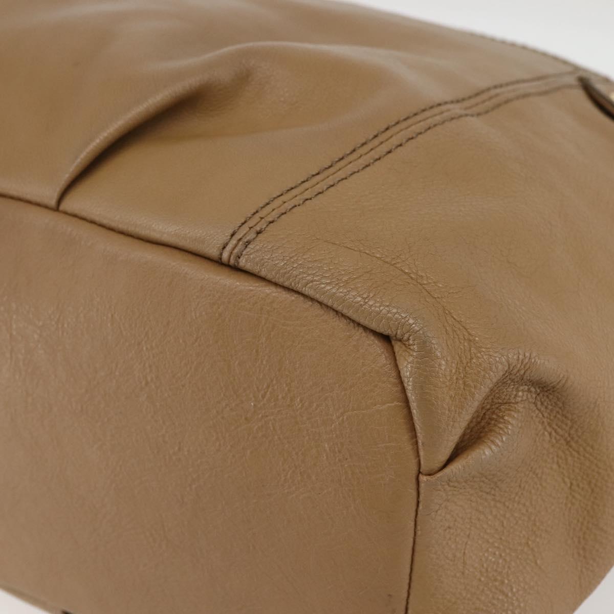 BURBERRY Blue Label Shoulder Bag Leather Beige Gold Auth ti3445