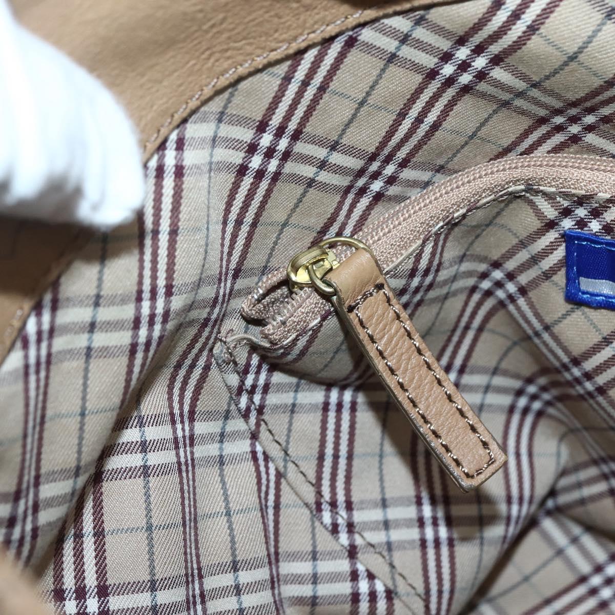 BURBERRY Blue Label Shoulder Bag Leather Beige Gold Auth ti3445