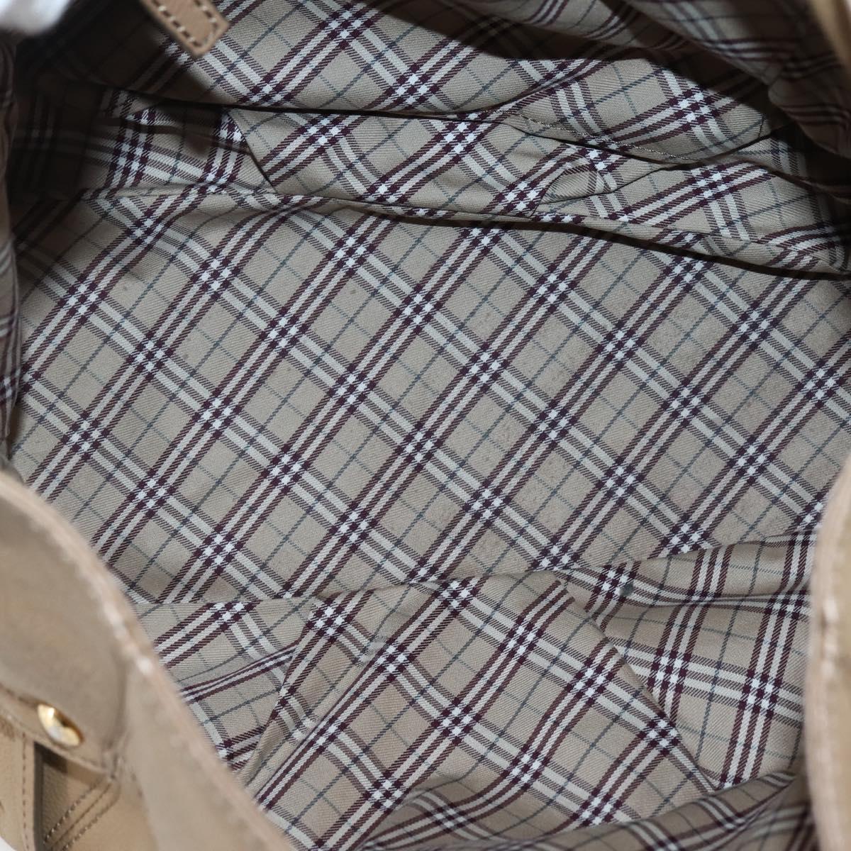 BURBERRY Blue Label Shoulder Bag Leather Beige Gold Auth ti3445