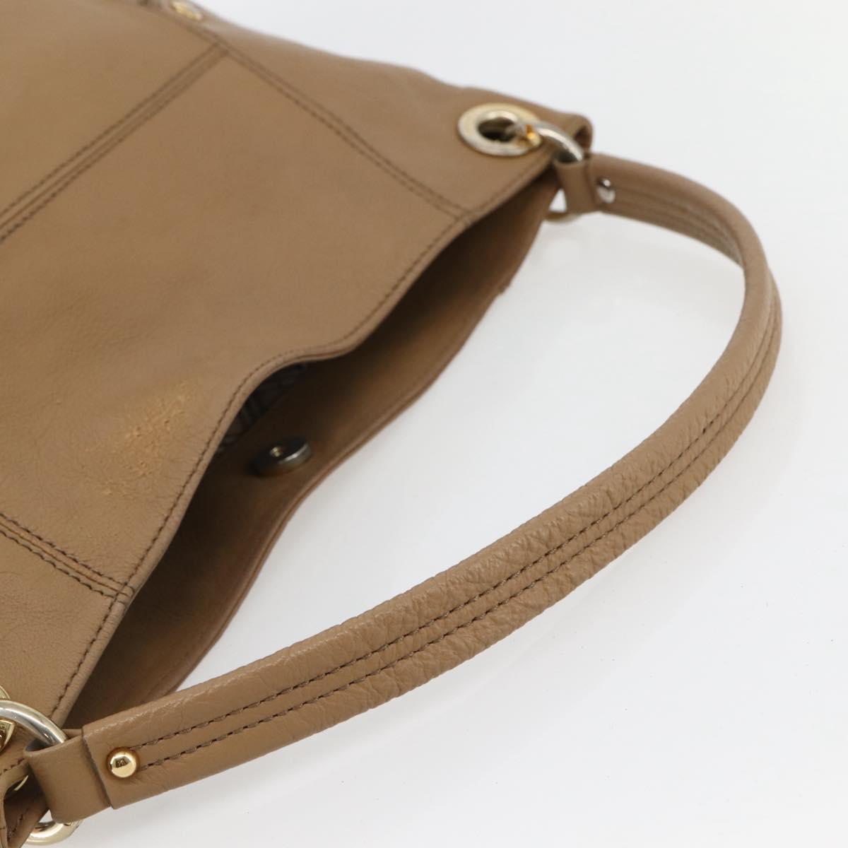 BURBERRY Blue Label Shoulder Bag Leather Beige Gold Auth ti3445