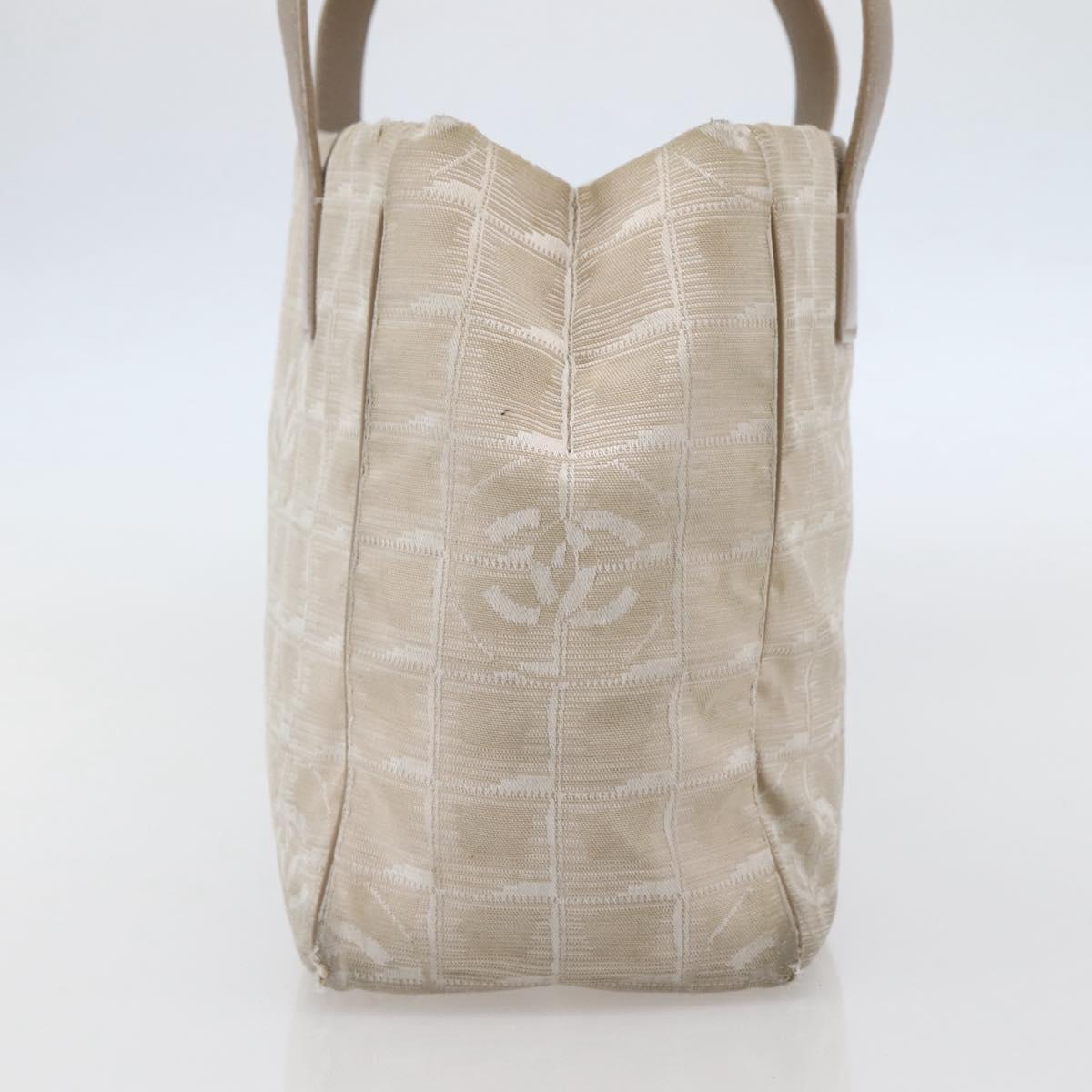 CHANEL New Travel Line Tote Bag Nylon Beige Gold CC Auth ti3446