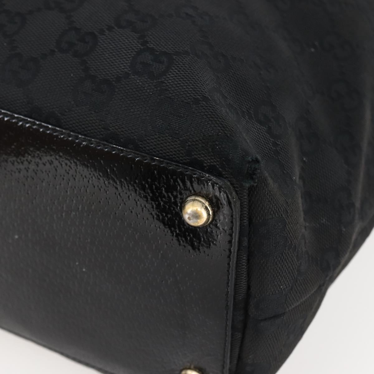 GUCCI GG Canvas Tote Bag Black Gold 120836 Auth ti3447