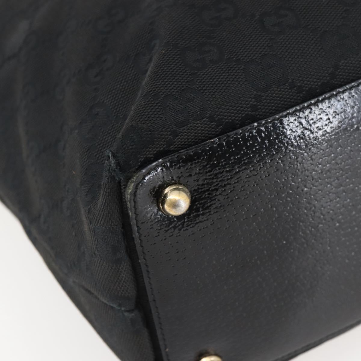 GUCCI GG Canvas Tote Bag Black Gold 120836 Auth ti3447