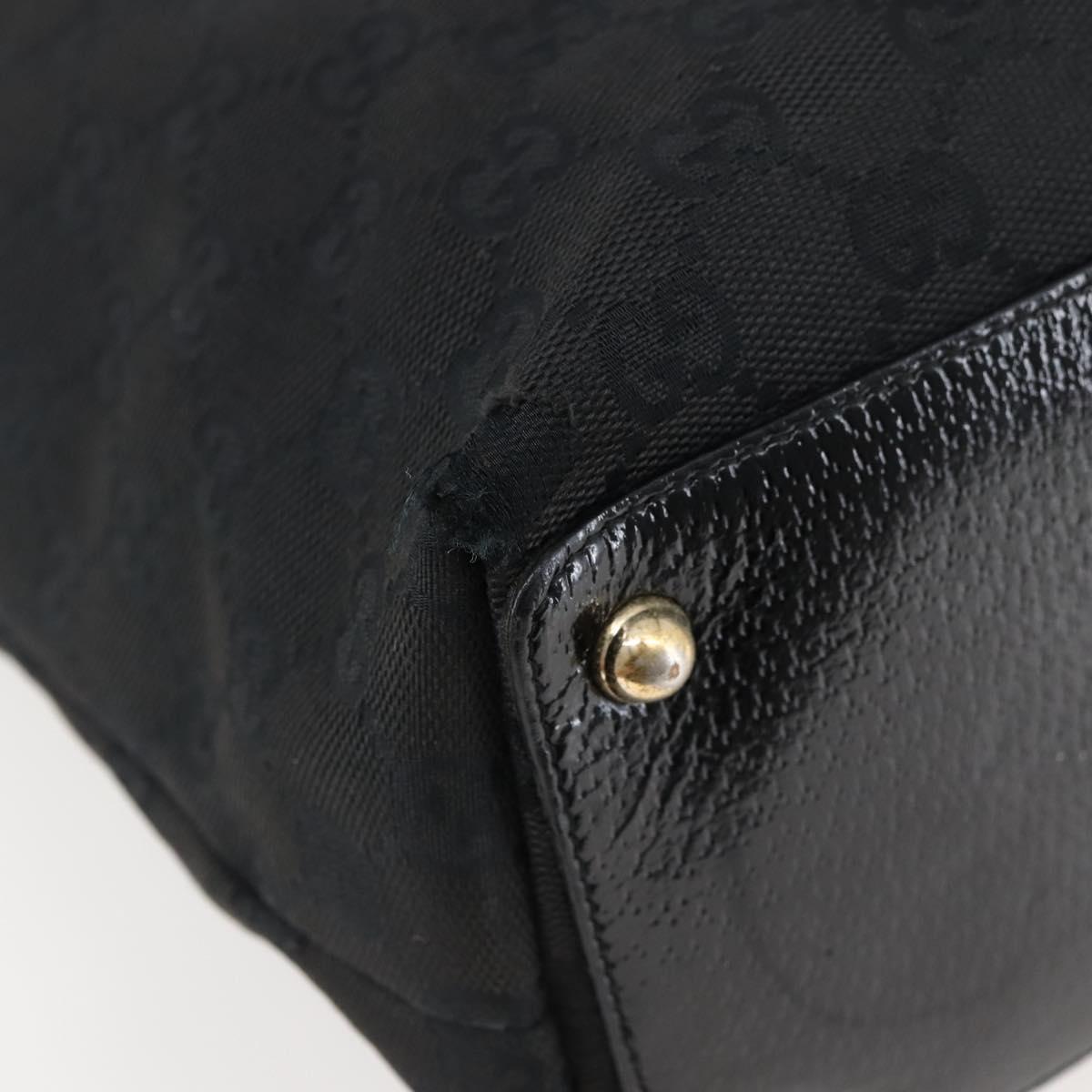 GUCCI GG Canvas Tote Bag Black Gold 120836 Auth ti3447