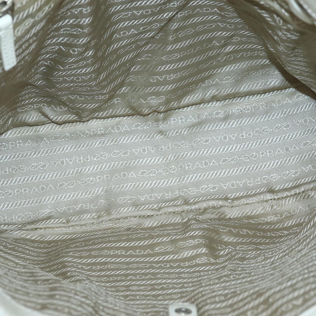 PRADA Tote Bag Punching Leather White Silver Auth ti3448