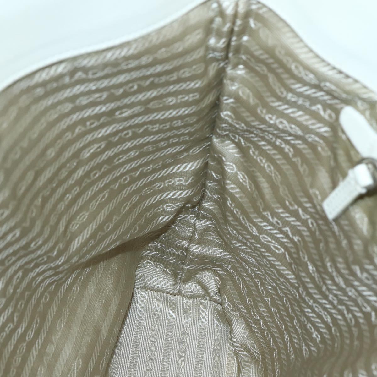 PRADA Tote Bag Punching Leather White Silver Auth ti3448