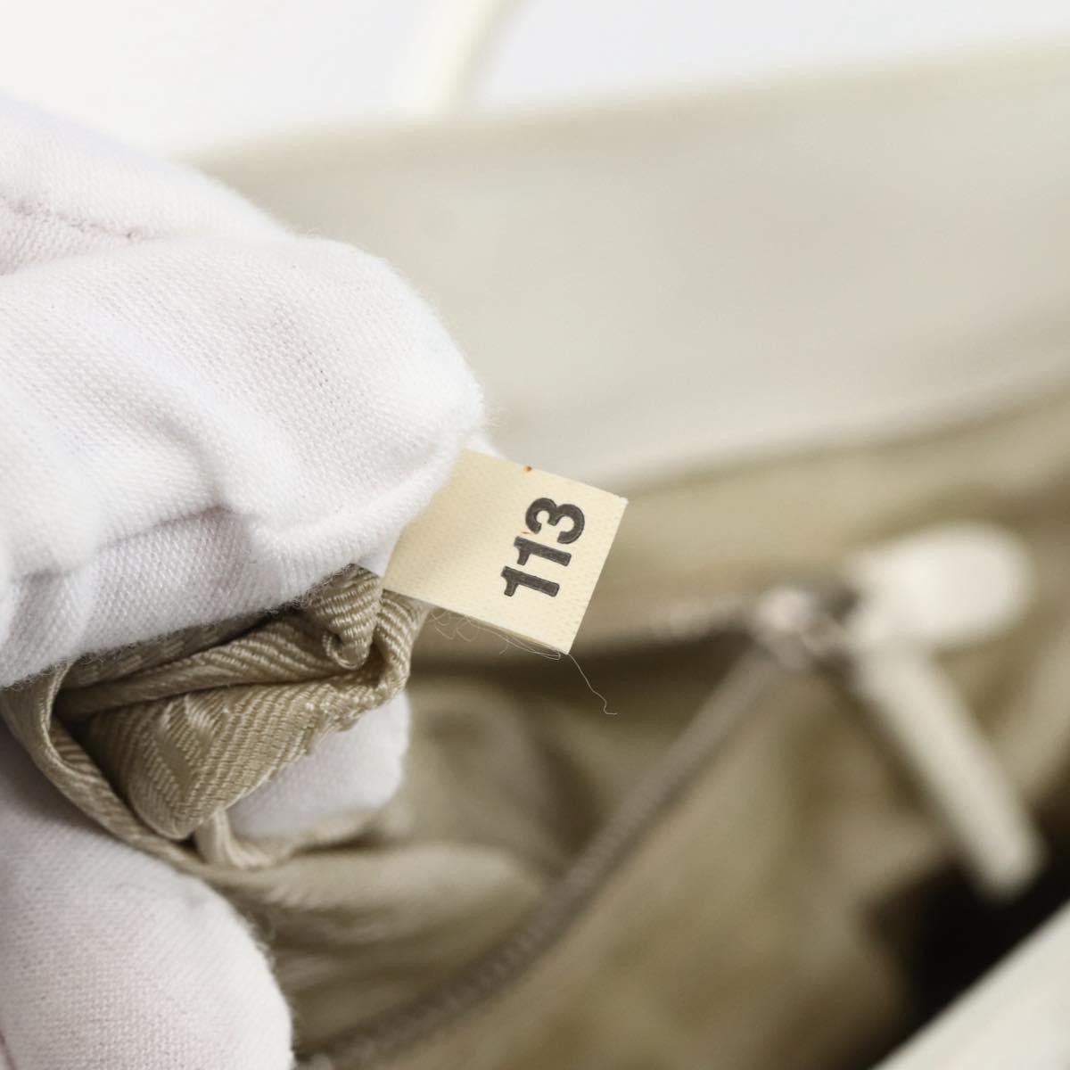 PRADA Tote Bag Punching Leather White Silver Auth ti3448