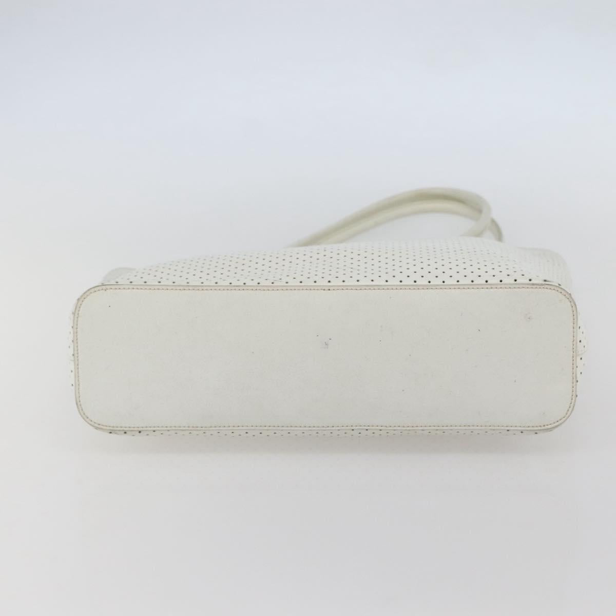 PRADA Tote Bag Punching Leather White Silver Auth ti3448
