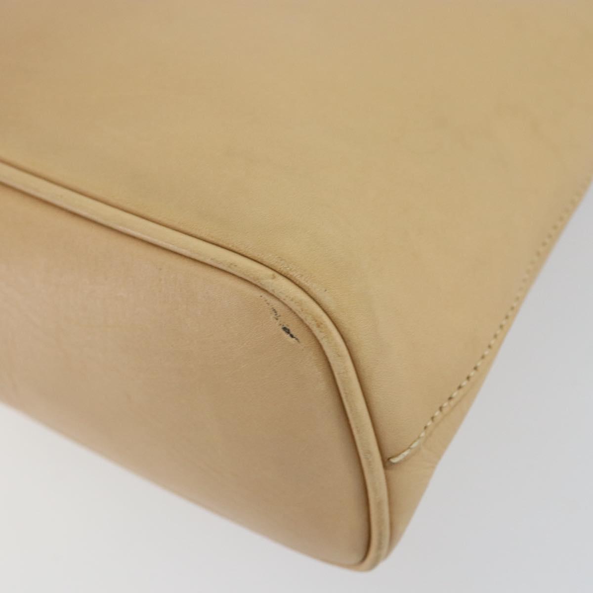 GUCCI Shoulder Bag Leather Beige Gold 90699 Auth ti3449