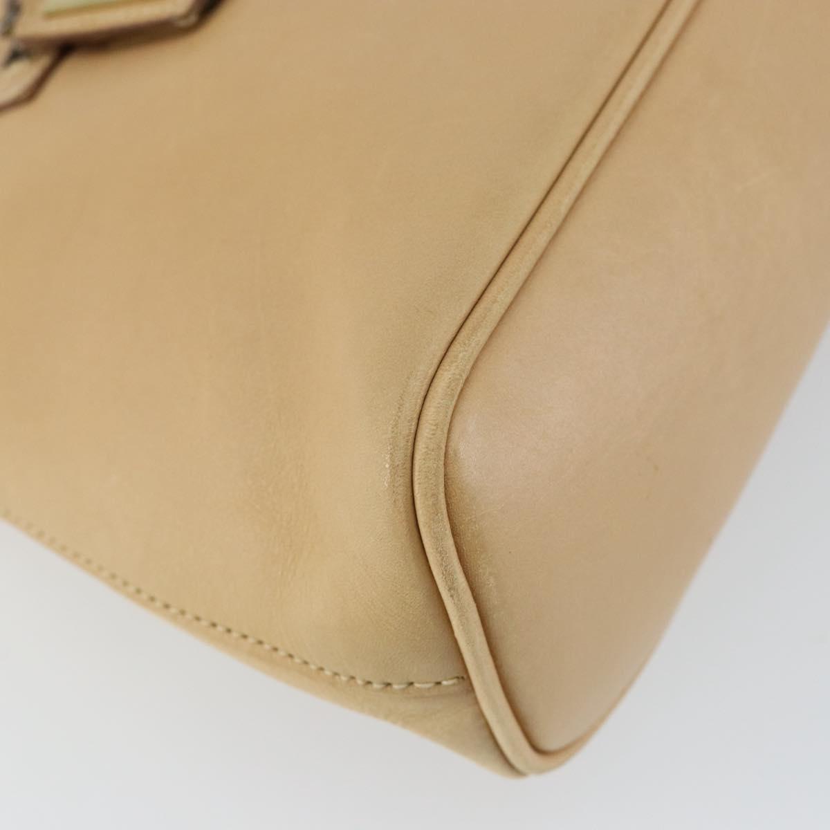GUCCI Shoulder Bag Leather Beige Gold 90699 Auth ti3449