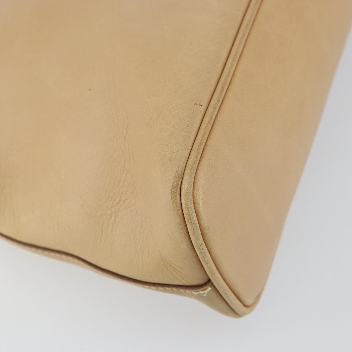 GUCCI Shoulder Bag Leather Beige Gold 90699 Auth ti3449