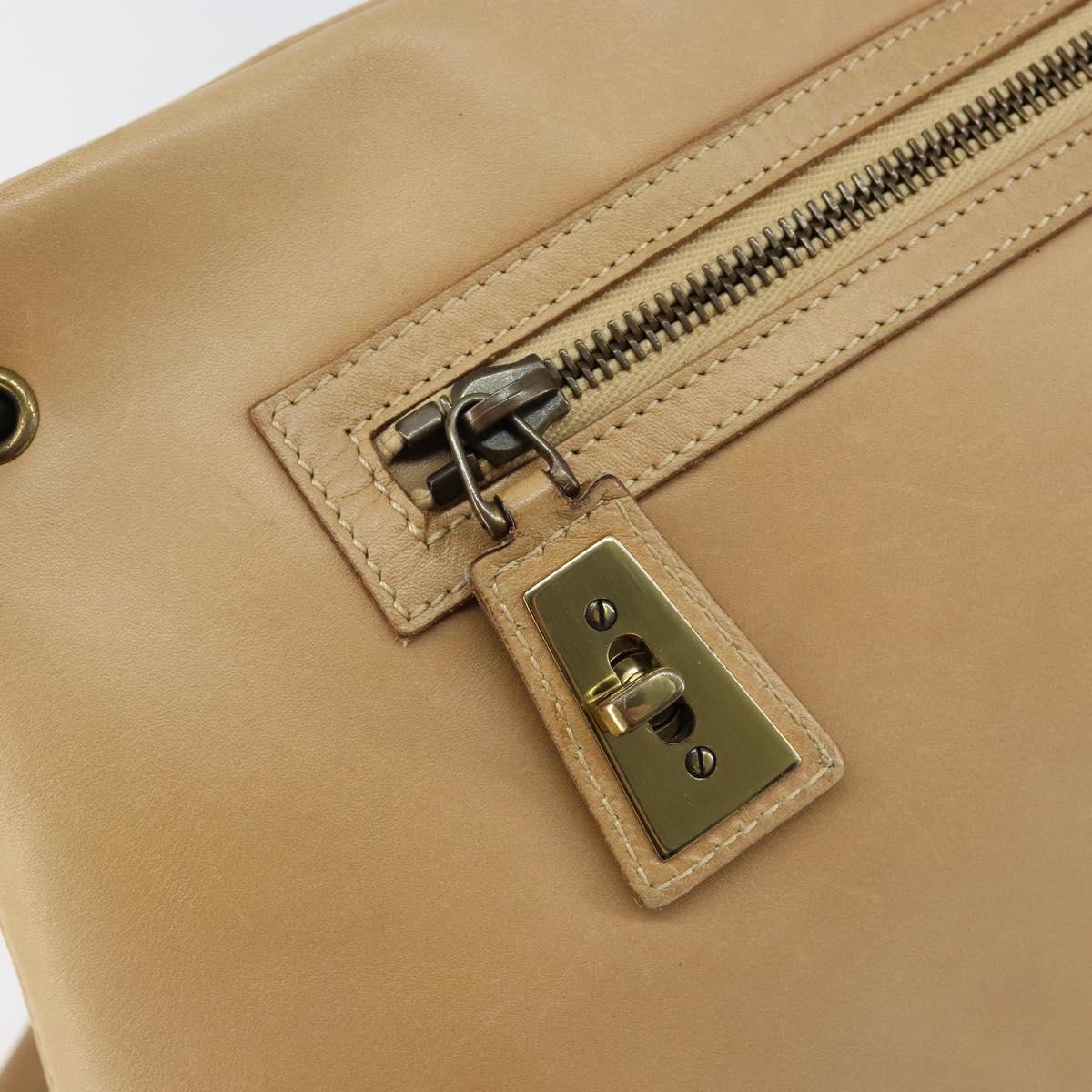 GUCCI Shoulder Bag Leather Beige Gold 90699 Auth ti3449